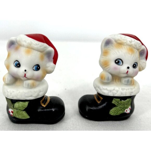 Homco Kitten Puppy Mouse in Boots Porcelain Christmas Figurines Lot of 6 - Picture 4 of 8